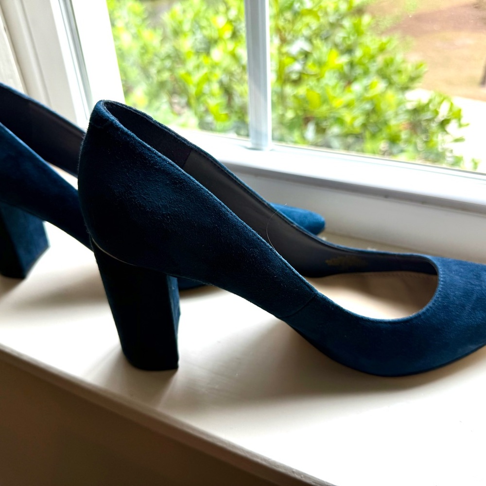 Marc Fisher Navy Suede Block Heel Pumps